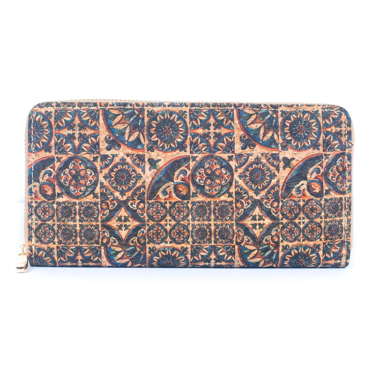 Natural cork with flower pattern zipper wallet BAGD-191-4