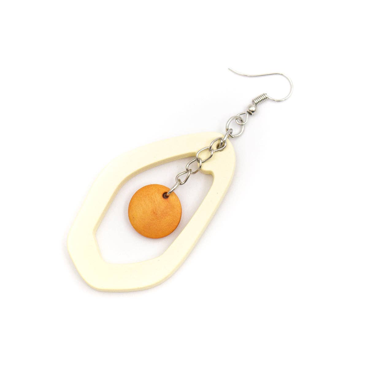 Polygonal Wood Drop Earrings-2