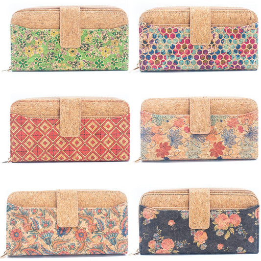 Bloom with Sustainable Style: 6 Pack Floral Cork Wallets-0