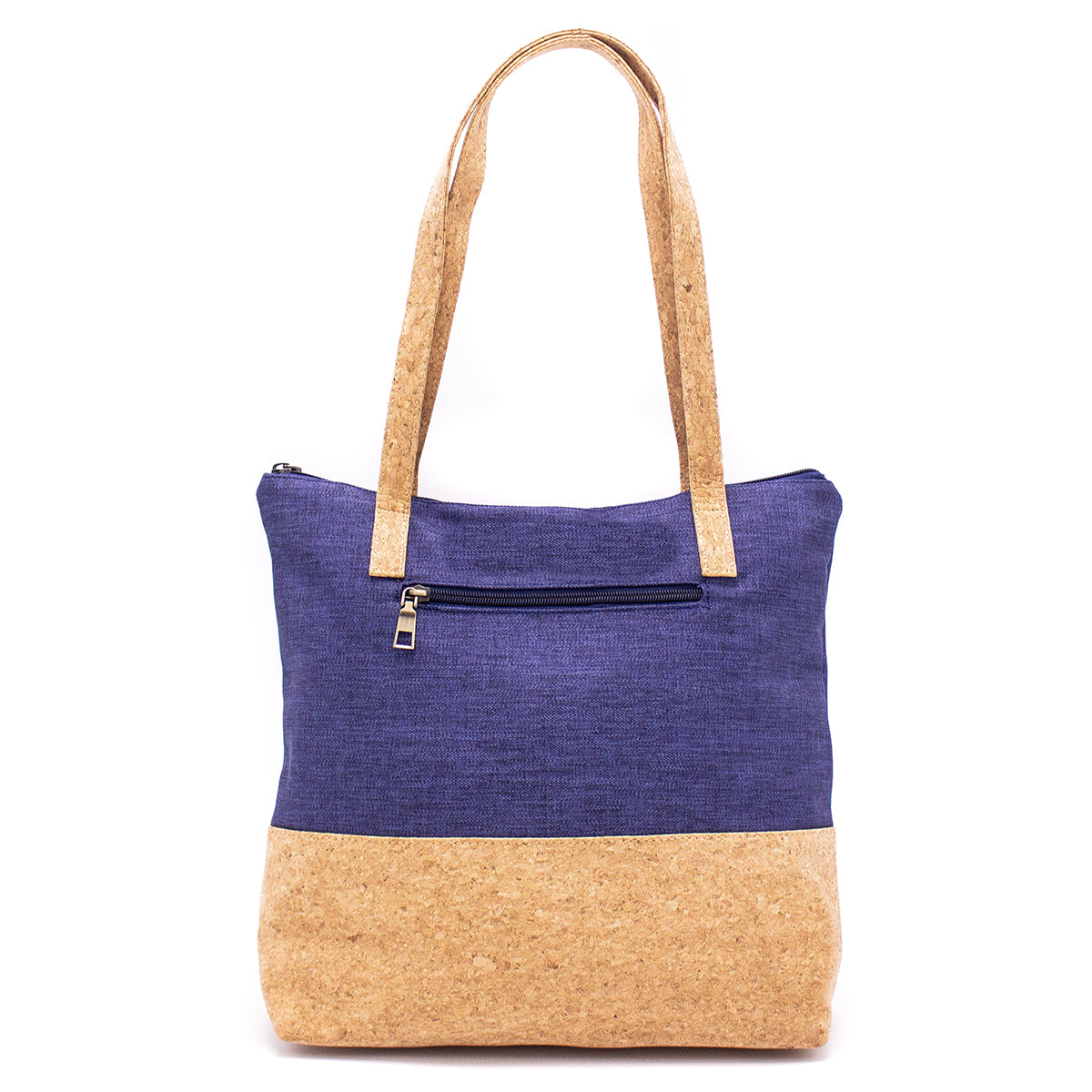 Blue Textile With Cork Women's Tote Bag BAG-623-D-2