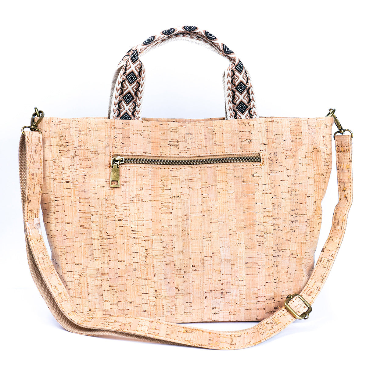 Natural Cork Tote with Printed Design and Cotton Woven Handles BAGF-087-2