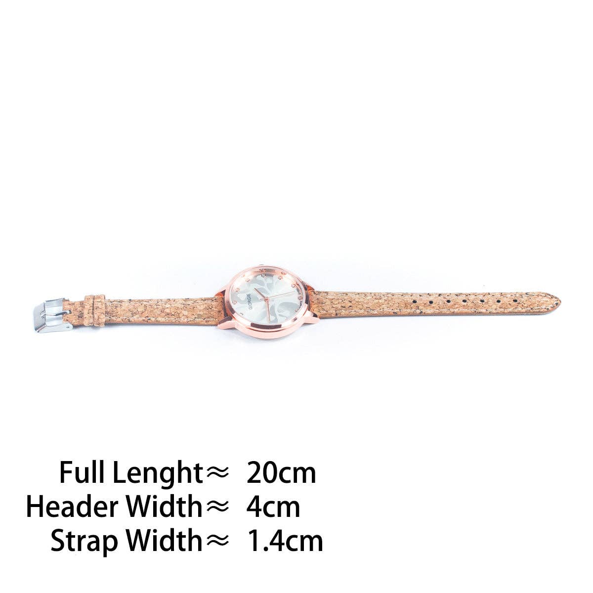 Cork watch - rose gold trim WA-439-3