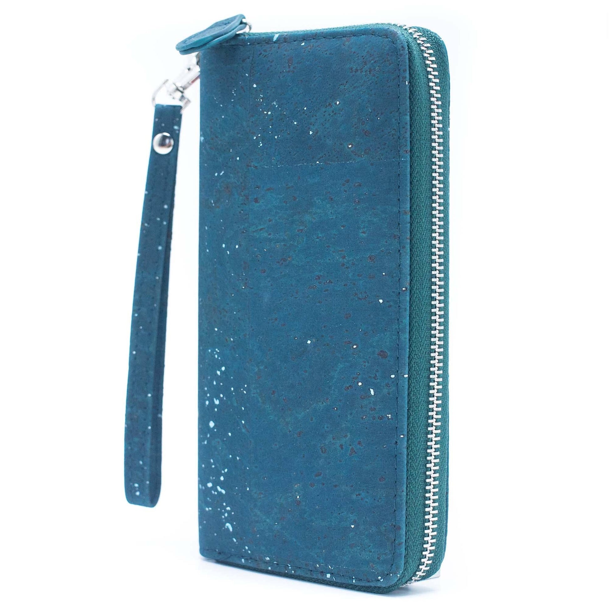 Blue cork card wallet with hand strap BAG-2205-1