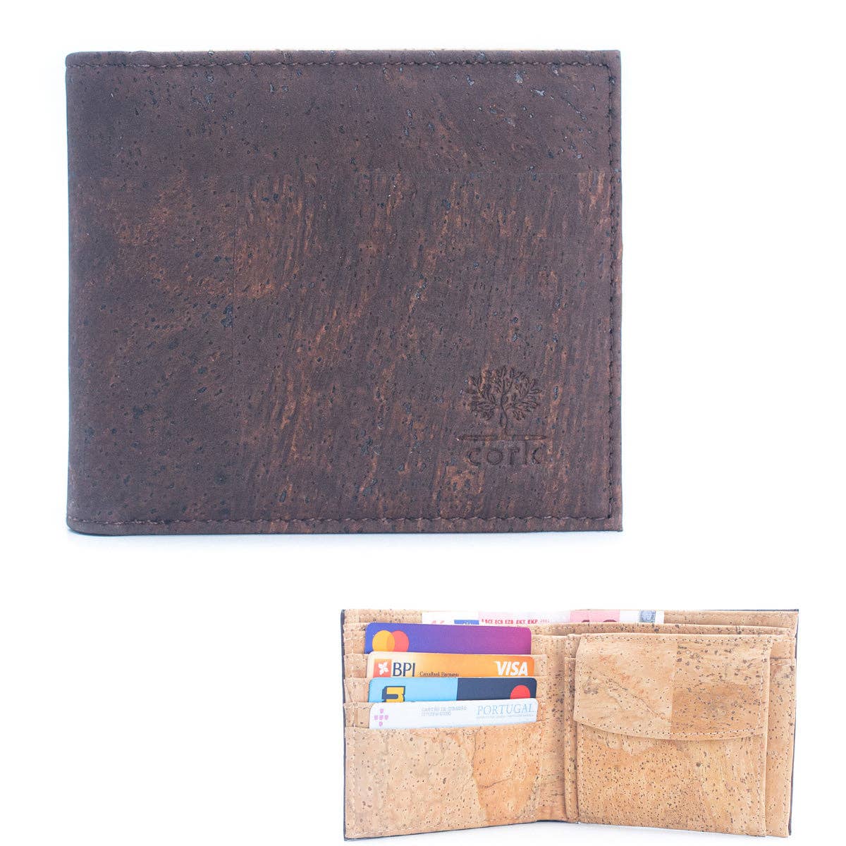 Brown Cork Men's Wallet with Box Packaging BAG-2254-11
