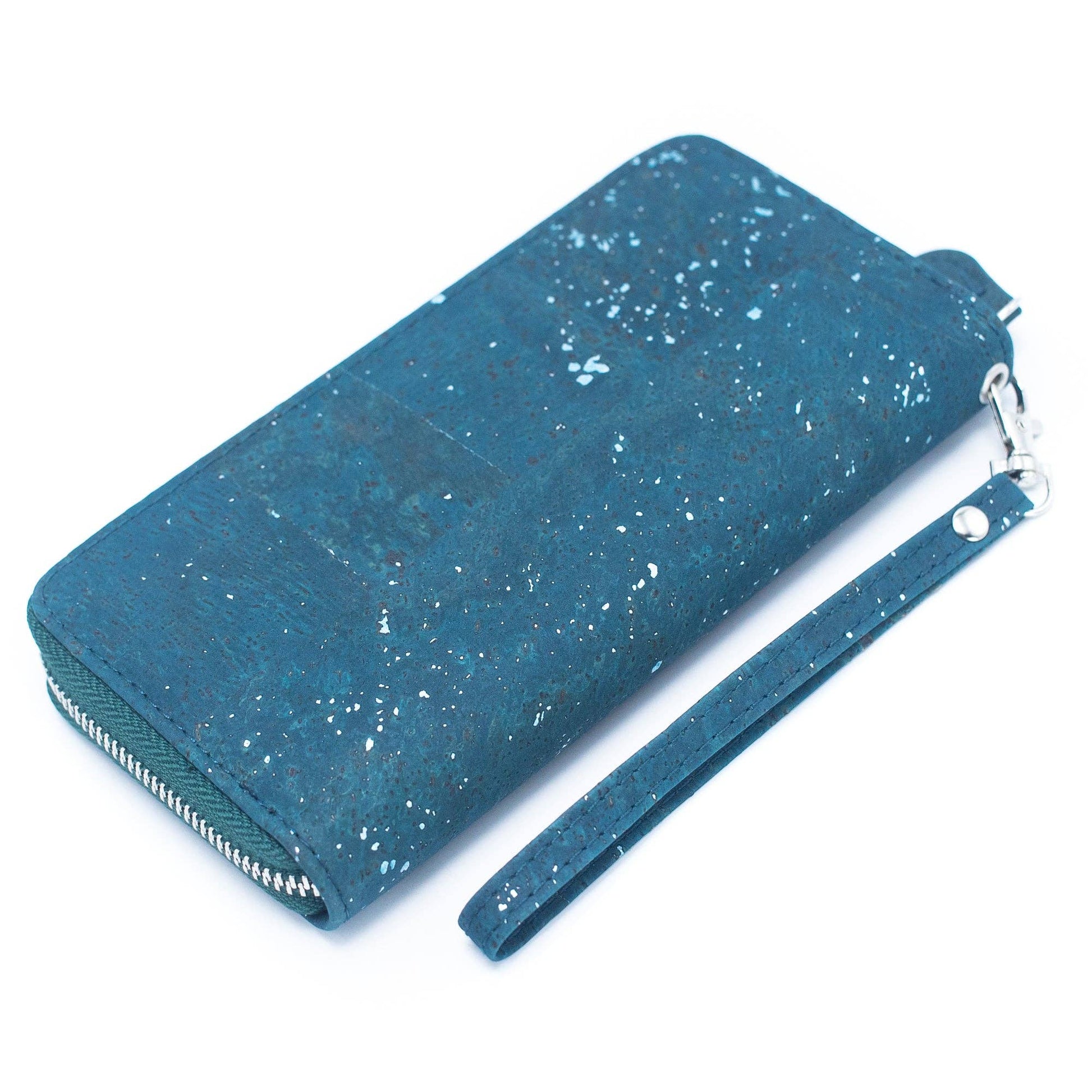 Blue cork card wallet with hand strap BAG-2205-3