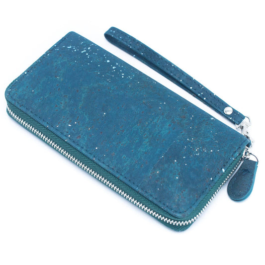 Blue cork card wallet with hand strap BAG-2205-0