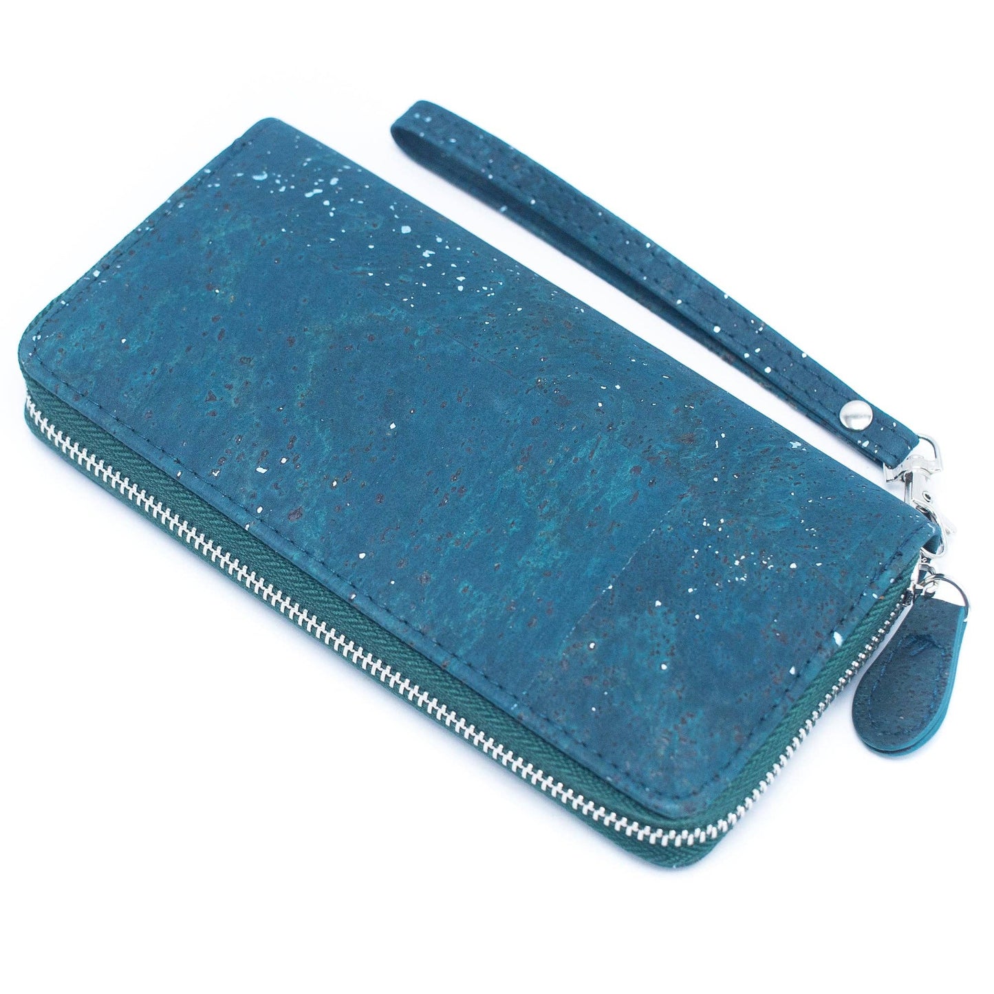 Blue cork card wallet with hand strap BAG-2205-0