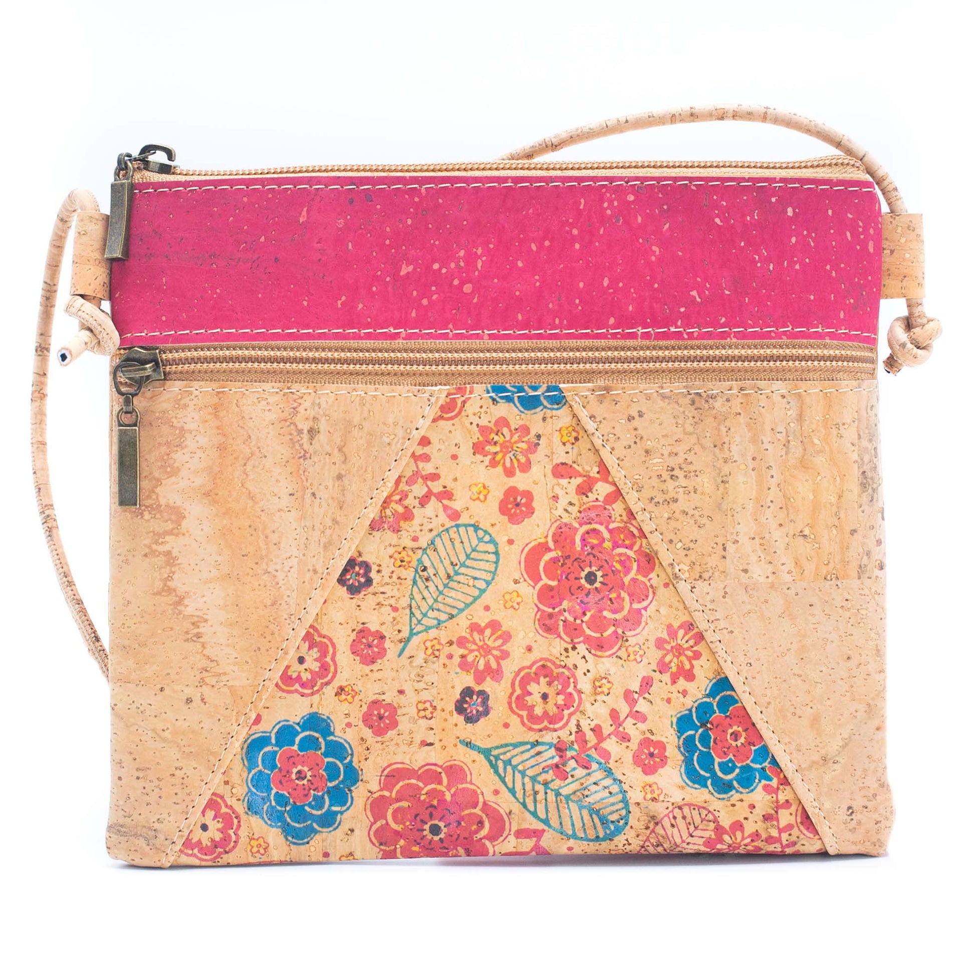 Cork triangle Pattern stitching ladies cork crossbody bag BAGP-207-6