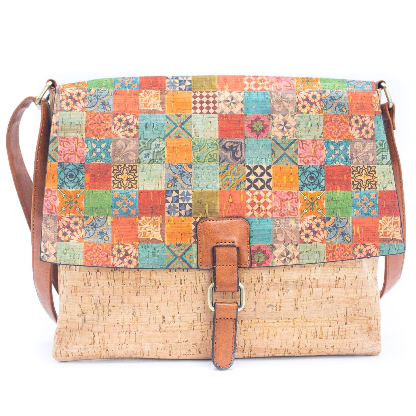 Cork Crossbody Bag with Mosaic and Floral Prints BAGD-464-9