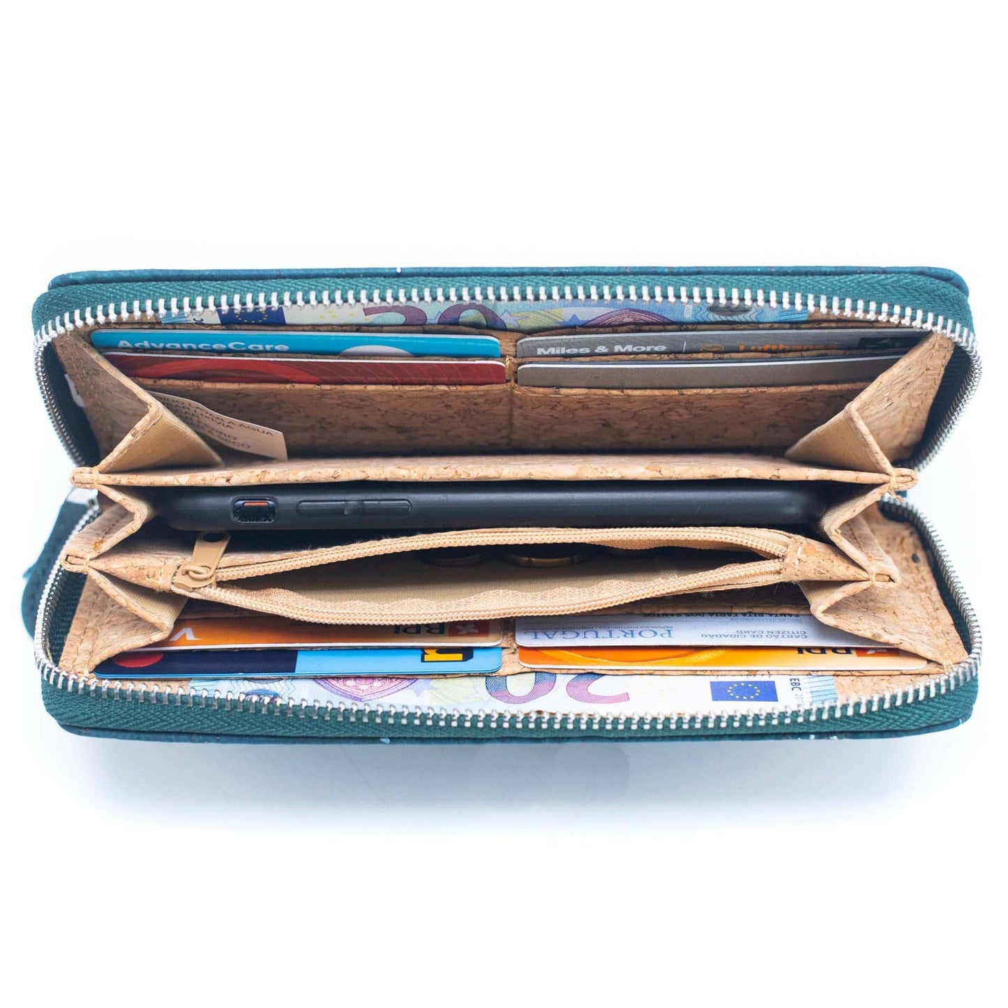 Blue cork card wallet with hand strap BAG-2205-2